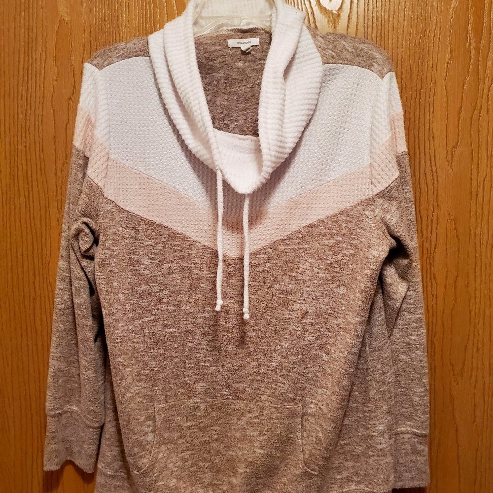 Light semi- cowl neck sweater white, pink, purple Maurices XXL